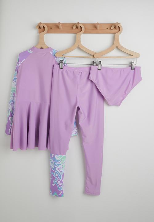 Pop Candy - 3 Piece swim dress set - light purple