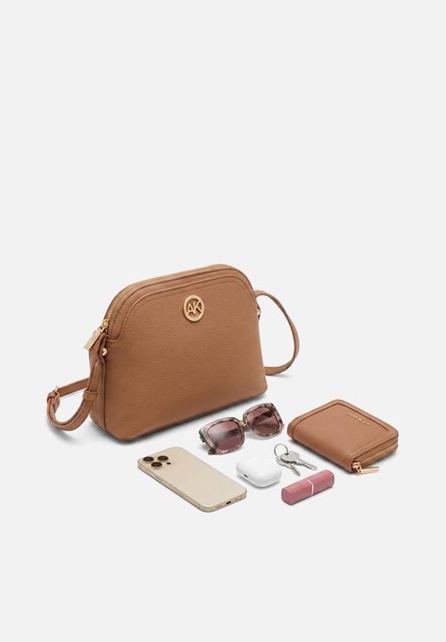 Anne Klein - Dome Crossbody with Detachable Card Case - Mocha