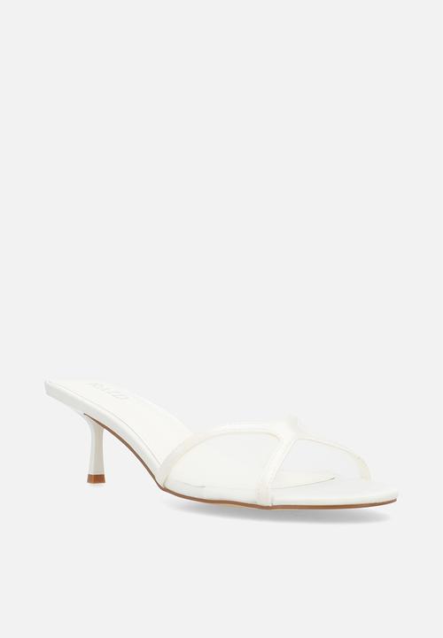 Raid London - Tiera stiletto heel mule - white satin & mesh