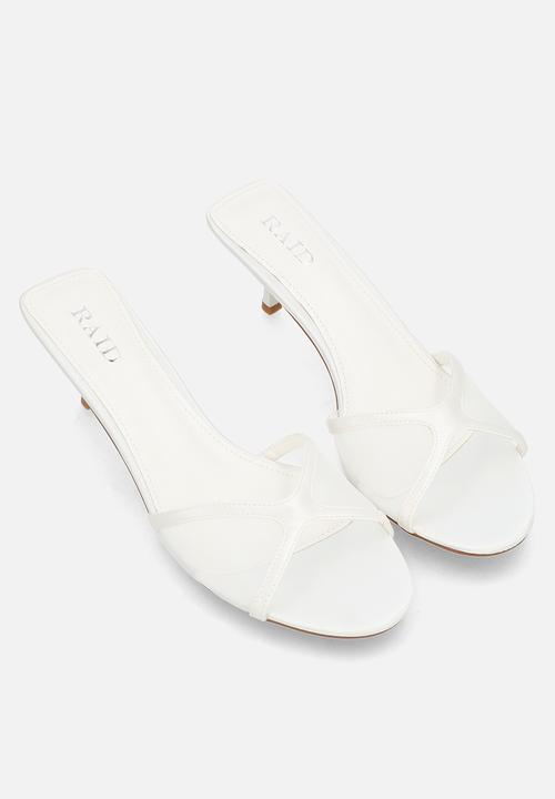 Raid London - Tiera stiletto heel mule - white satin & mesh