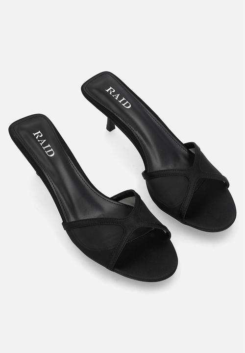 Raid London - Tiera stiletto heel mule - black satin & mesh