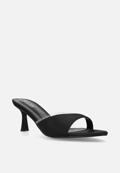 Raid London - Laira stiletto heel mule - black satin