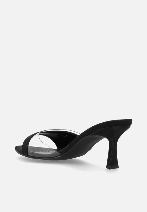 Raid London - Laira stiletto heel mule - black satin