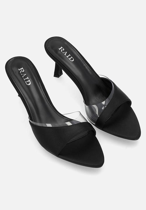 Raid London - Laira stiletto heel mule - black satin