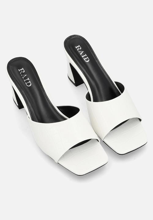 Raid London - Saanvi block heel mule - white croc