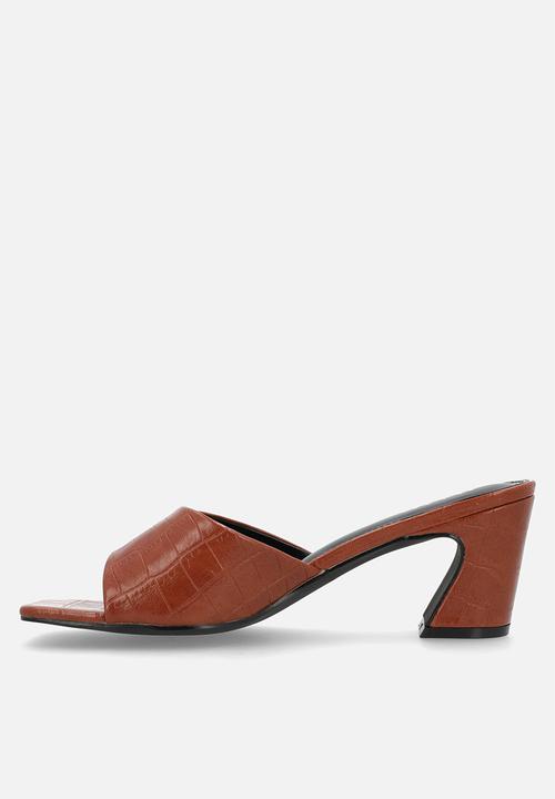 Raid London - Saanvi block heel mule - tan croc
