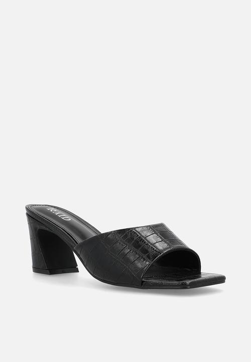 Raid London - Saanvi block heel mule - black croc
