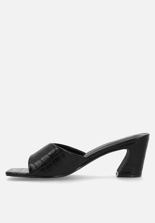 Raid London - Saanvi block heel mule - black croc