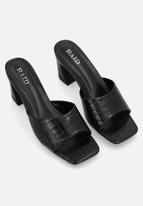 Raid London - Saanvi block heel mule - black croc