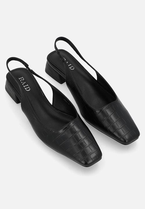 Raid London - Norine block heel slingback - black croc