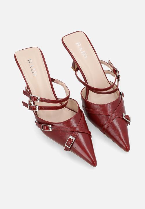 Raid London - Freesia stiletto heel mule - burgundy patent