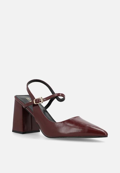 Raid London - Merrill block heel slingback - burgundy