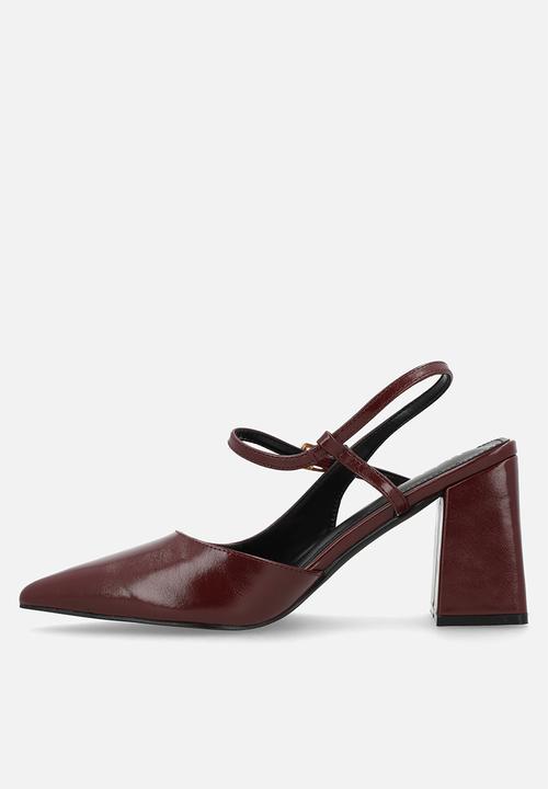 Raid London - Merrill block heel slingback - burgundy