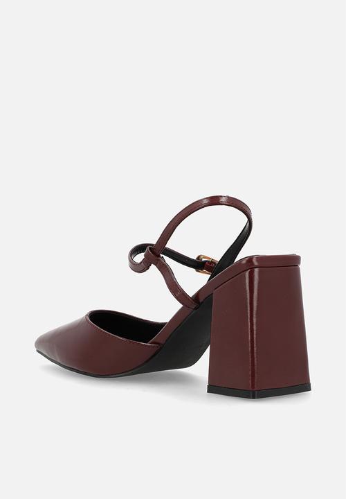 Raid London - Merrill block heel slingback - burgundy