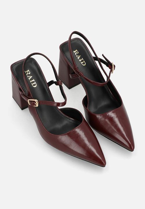 Raid London - Merrill block heel slingback - burgundy