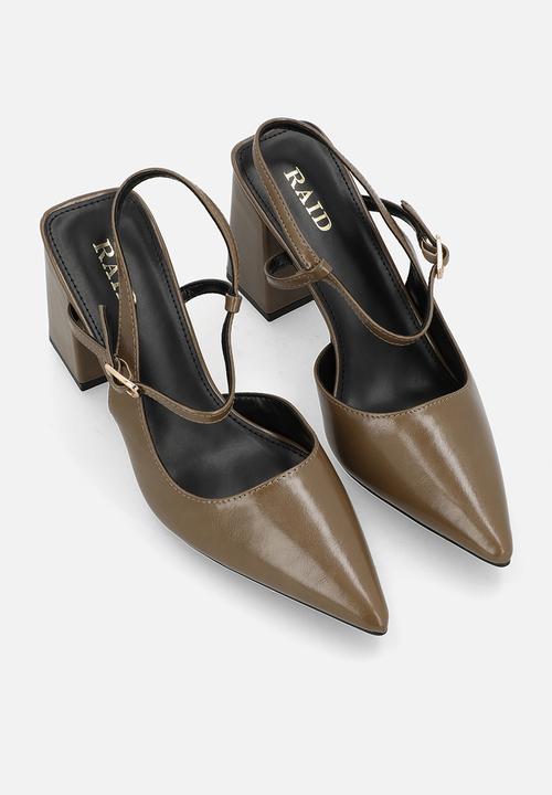 Raid London - Merrill block heel slingback - olive