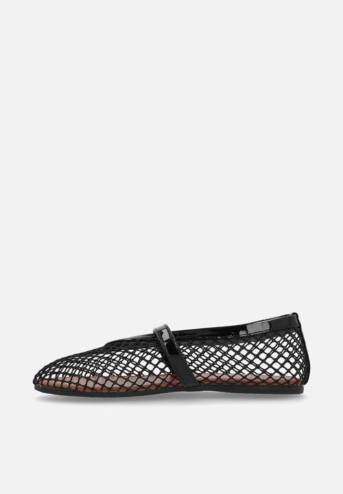 Pop Candy - Fishnet mesh ballet flats - black