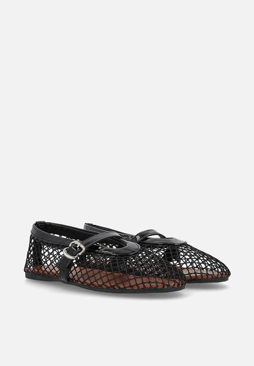 Pop Candy - Fishnet mesh ballet flats - black