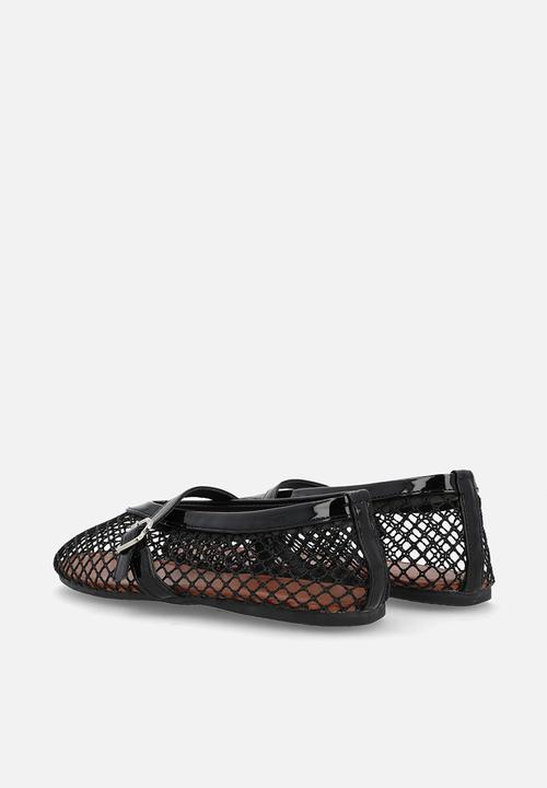 Pop Candy - Fishnet mesh ballet flats - black
