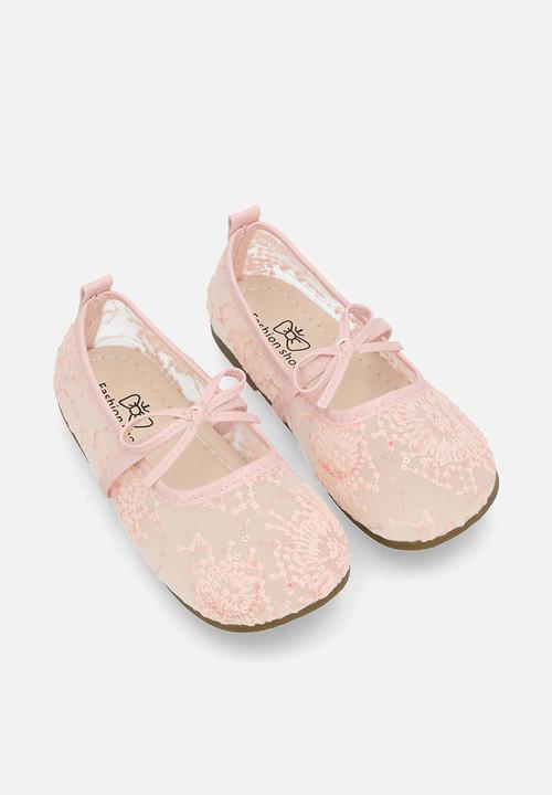 Pop Candy - Embroidered mesh ballet flats - pink