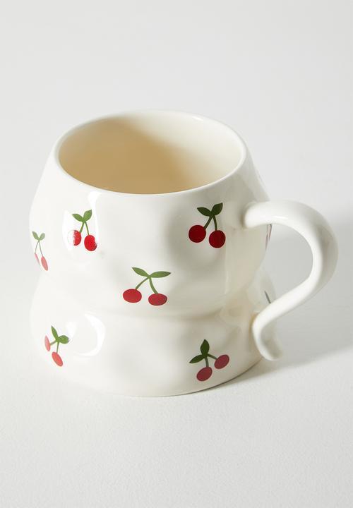 Pop Candy - Cherry aop rustic mug - cream/red