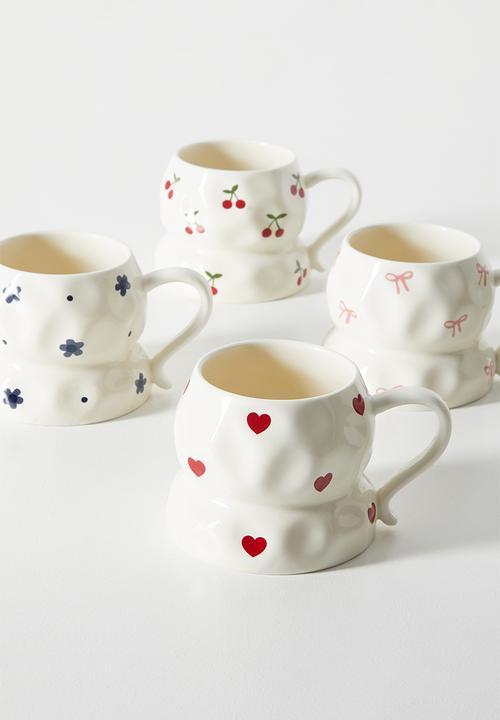 Pop Candy - Floral aop rustic mug - cream/navy