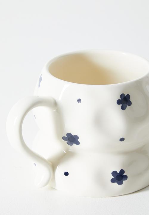 Pop Candy - Floral aop rustic mug - cream/navy