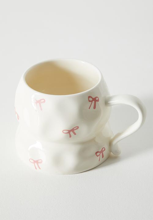 Pop Candy - Bow aop rustic mug - cream/pink
