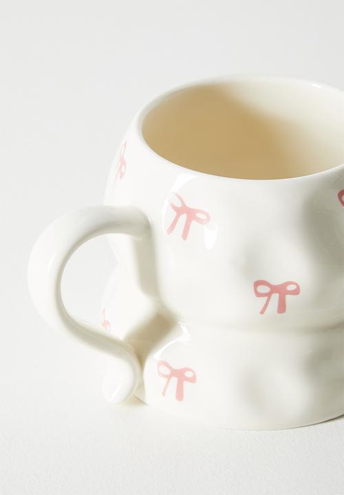 Pop Candy - Bow aop rustic mug - cream/pink