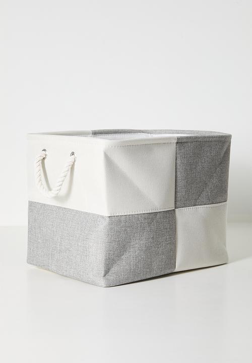 Pop Candy - Checkered fabric storage bin - grey/white