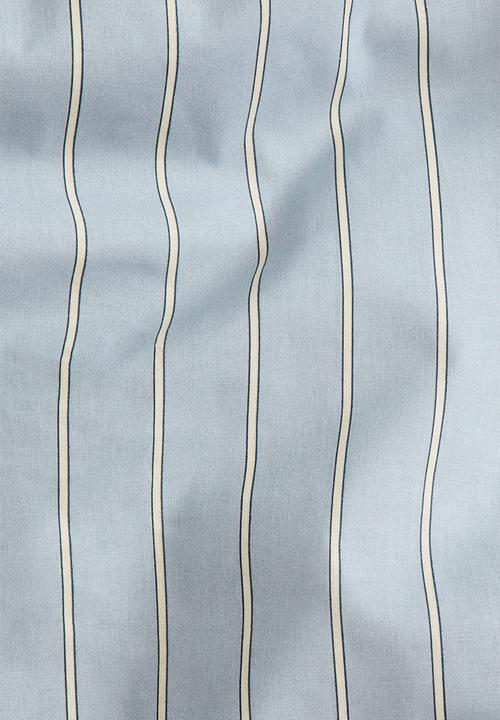 H&M - Striped double/king duvet cover set - light dusty blue/striped