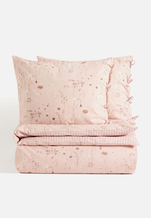 H&M - Floral double/king duvet cover set - powder pink/floral