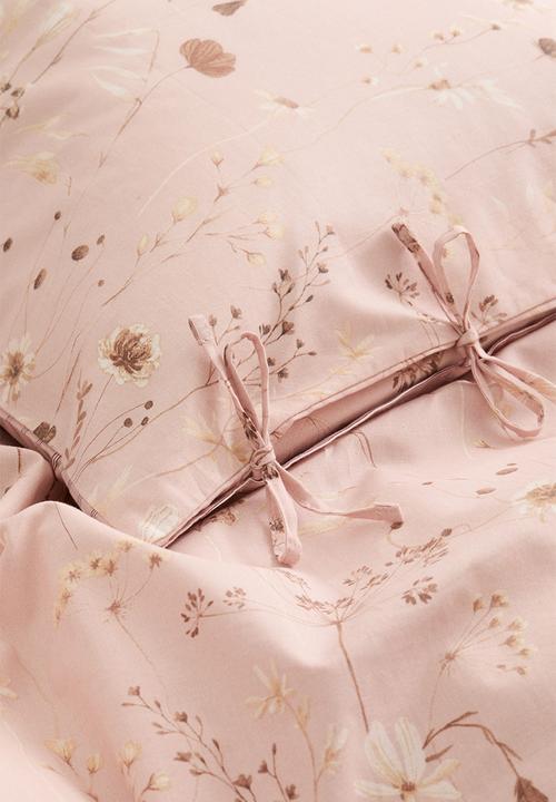 H&M - Floral double/king duvet cover set - powder pink/floral
