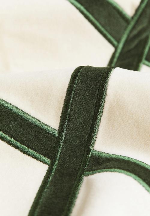 H&M - Patterned velvet cushion cover - dark green/harlequin pattern