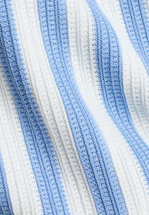 H&M - Textured cotton dress - light blue/white striped