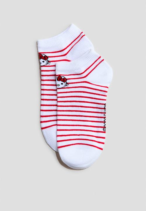 H&M - 5-pack shaftless socks - red/hello kitty