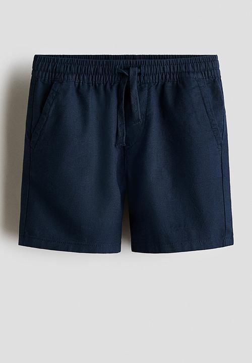 H&M - Linen-blend drawstring shorts - navy blue