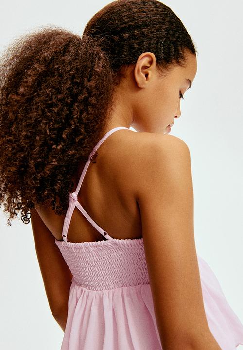 H&M - Tiered chiffon dress - light pink