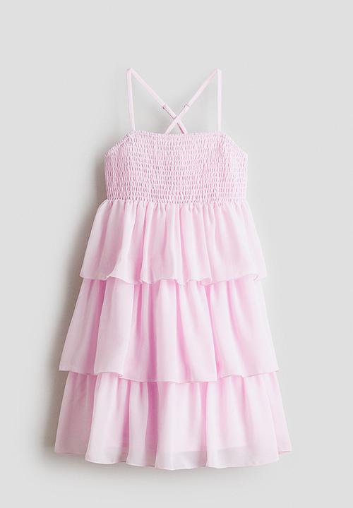 H&M - Tiered chiffon dress - light pink