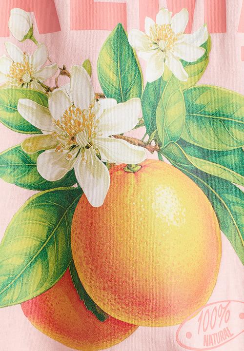 H&M - Printed T-shirt - light pink/oranges