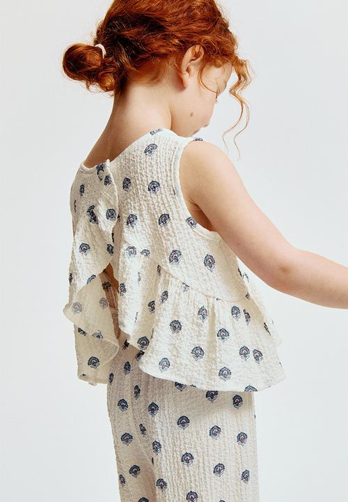 H&M - 2-Piece crinkled jersey set - cream/floral