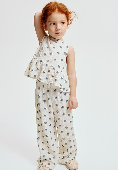 H&M - 2-Piece crinkled jersey set - cream/floral