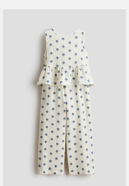 H&M - 2-Piece crinkled jersey set - cream/floral