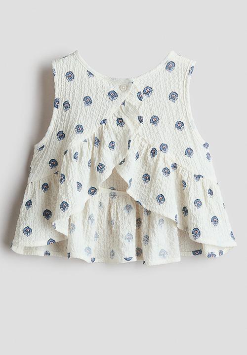 H&M - 2-Piece crinkled jersey set - cream/floral