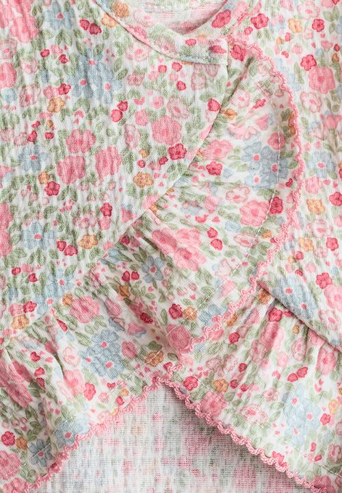 H&M - 2-Piece crinkled cotton set - light pink/floral