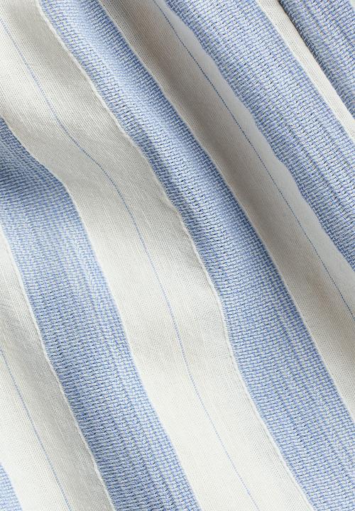 H&M - Flutter-sleeved jumpsuit - cream/blue striped