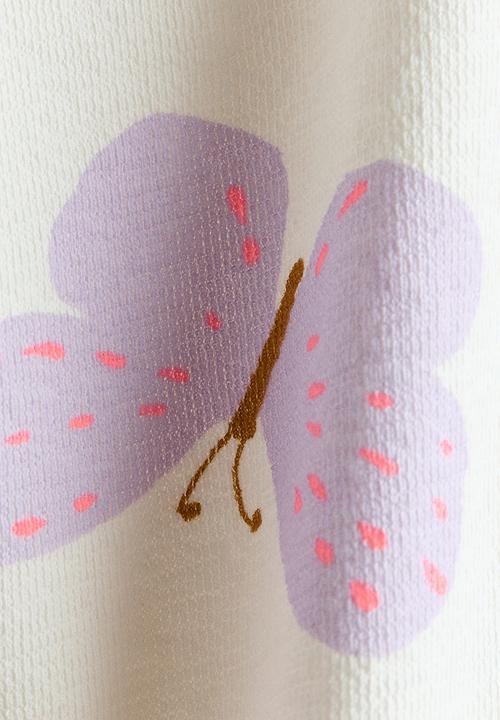 H&M - Cotton t-shirt - ivory/butterflies