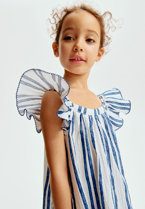 H&M - Textured jersey dress - white/blue striped