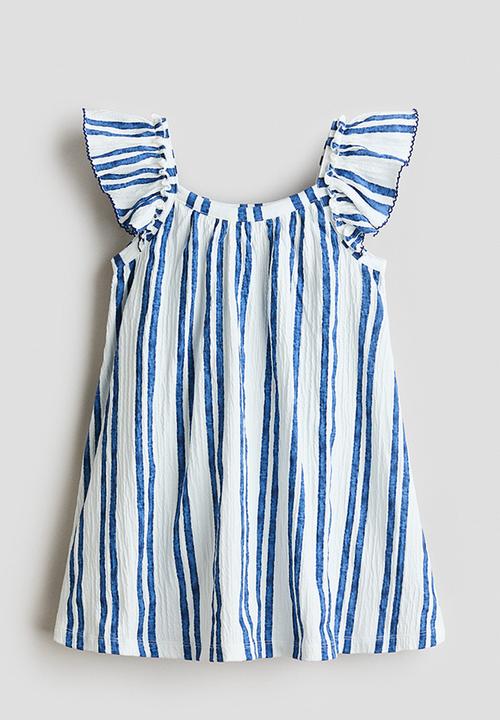 H&M - Textured jersey dress - white/blue striped