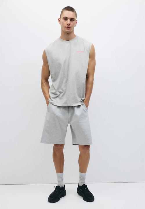 H&M - Loose fit sports vest top with drymove™ - light grey marl/la puissance